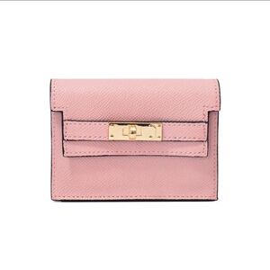 New Pink Multiple Slots Spanding Wallet with Gold Accent